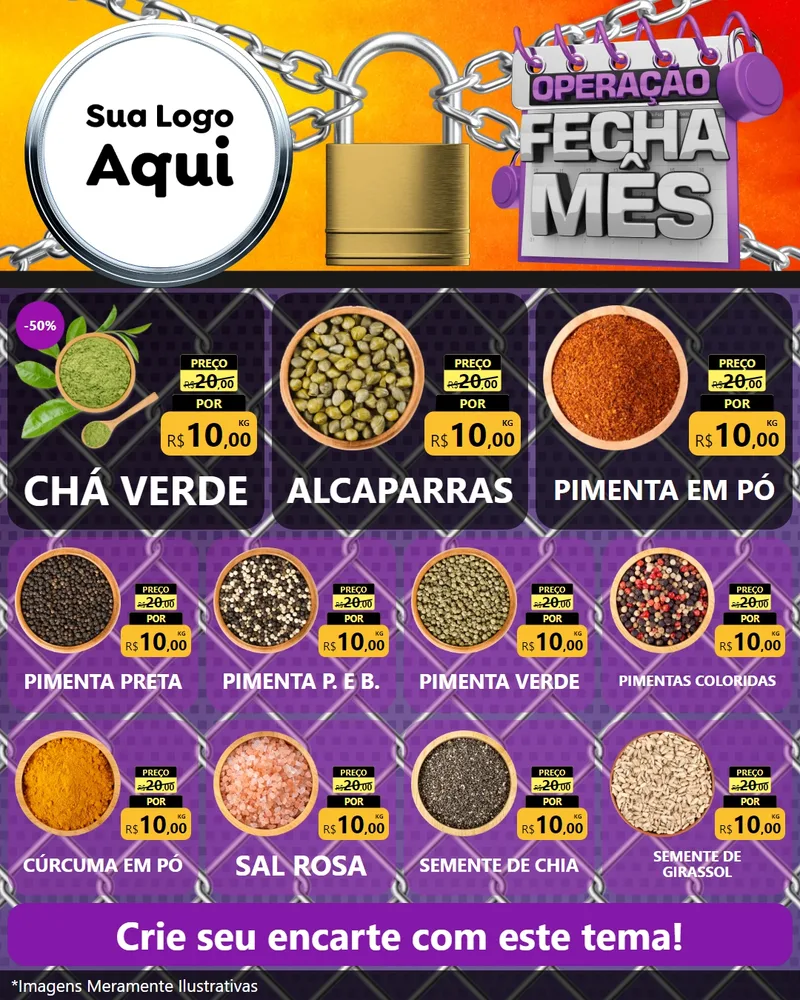 Modelo de Rede Social para Feed Instagram com o tema Operação Fecha Mês para Produtos Naturais