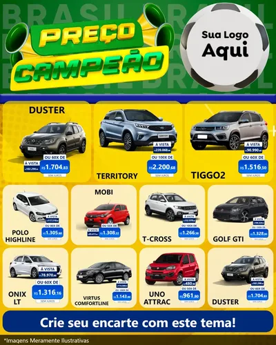 Modelo de Rede Social para Feed Instagram com o tema Preço Campeão - Copa para Concessionaria de Carros