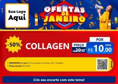 Modelo de Cartaz para Cartaz A4 Horizontal com o tema Ofertas de Janeiro para Suplementos alimentares