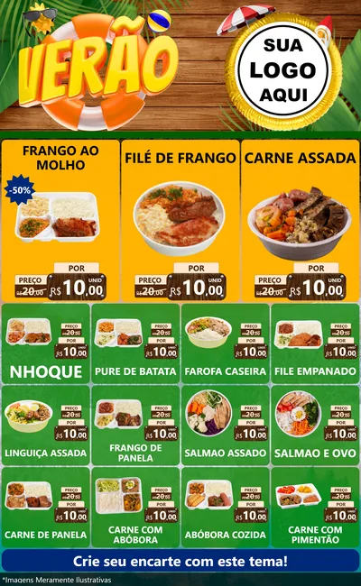 Modelo de Encarte para Encarte Grande com o tema Verão para Restaurante