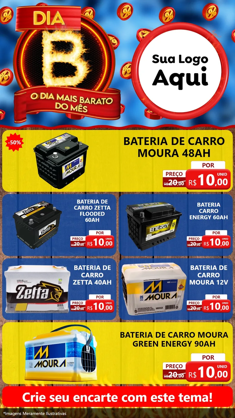 Modelo de TV para TV Vertical com o tema Dia B - O Dia Mais Barato Do Mês para Baterias Elétricas
