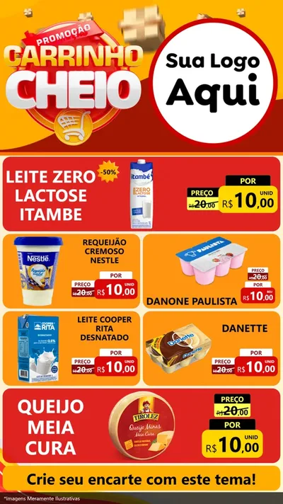 Modelo de TV para TV Vertical com o tema Promoção carrinho cheio para Frios e Laticínios