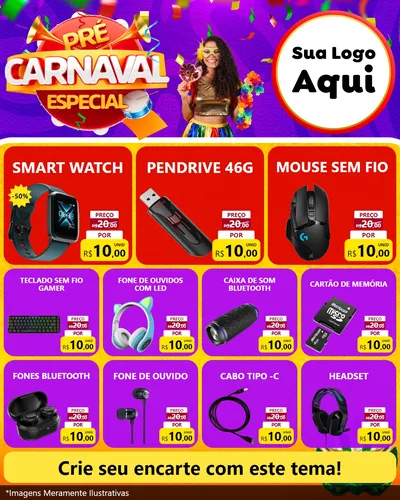 Modelo de Rede Social para Feed Instagram com o tema Pré-Carnaval Especial para Informática