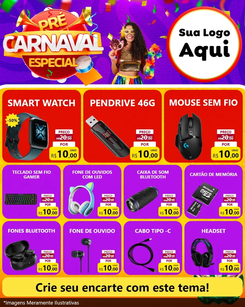 Modelo de Rede Social para Feed Instagram com o tema Pré-Carnaval Especial para Informática