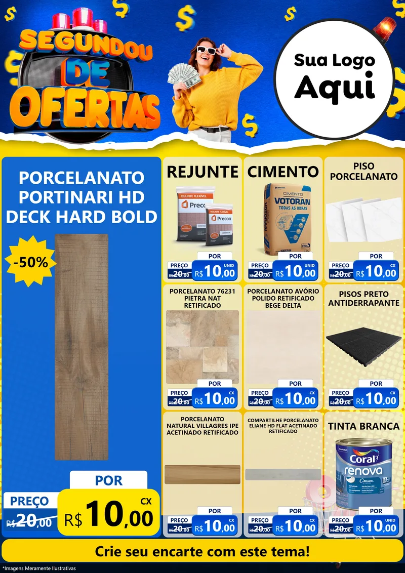 Modelo de Encarte para Encarte A4 Vertical com o tema Segundou de Ofertas para Pisos e revestimentos