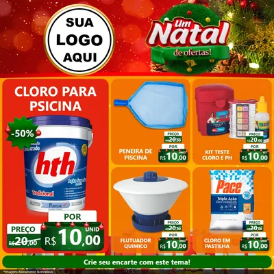 Modelo de Rede Social para Feed Facebook com o tema Um Natal de Ofertas para Produtos para Piscina