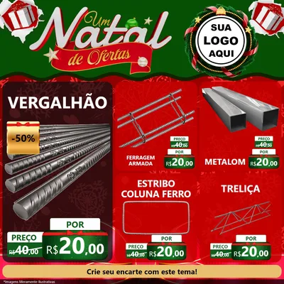 Modelo de Rede Social para Feed Facebook com o tema Um Natal de Ofertas para Ferragens