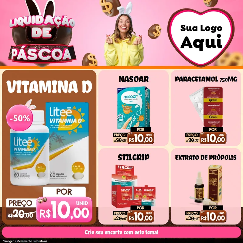 Modelo de Rede Social para Feed Facebook com o tema Liquidação de Páscoa para Farmácia
