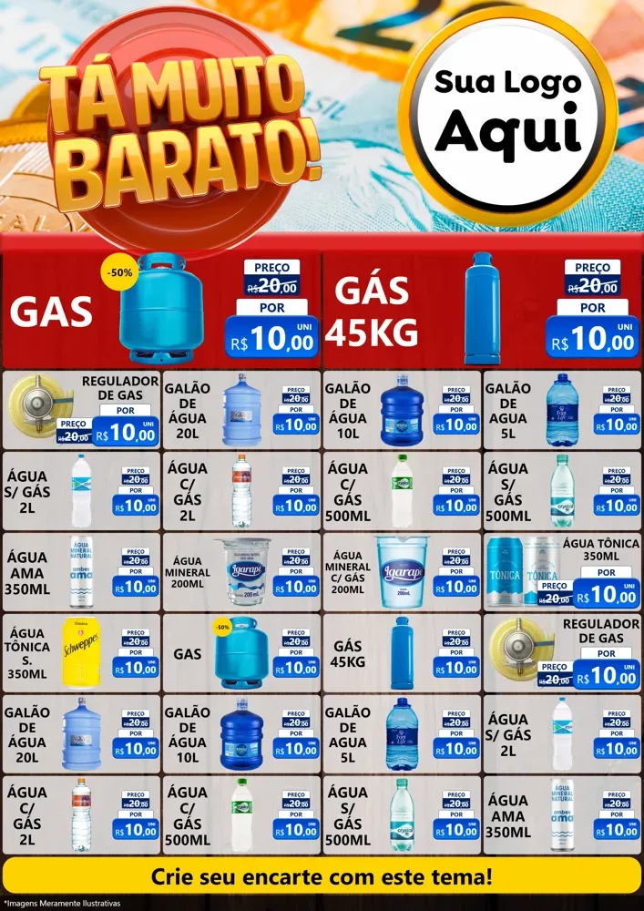 Modelo de Encarte para Encarte A4 Vertical com o tema Está Muito Barato para Água e gás