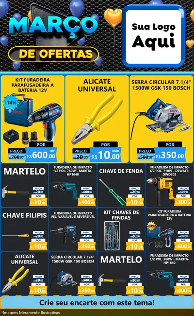 Modelo de Encarte para Encarte Grande com o tema Março de Ofertas para Maquinas e Ferramentas