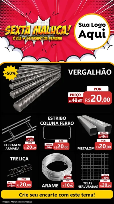 Modelo de Rede Social para Stories com o tema Sexta Maluca! para Ferragens