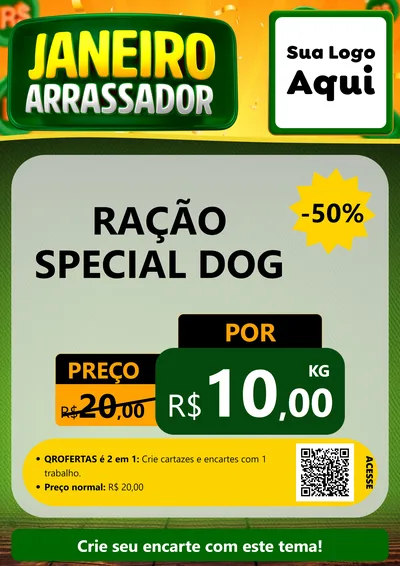 Modelo de Cartaz para Cartaz A4 Vertical com o tema Janeiro Arrasador para Pet Shop