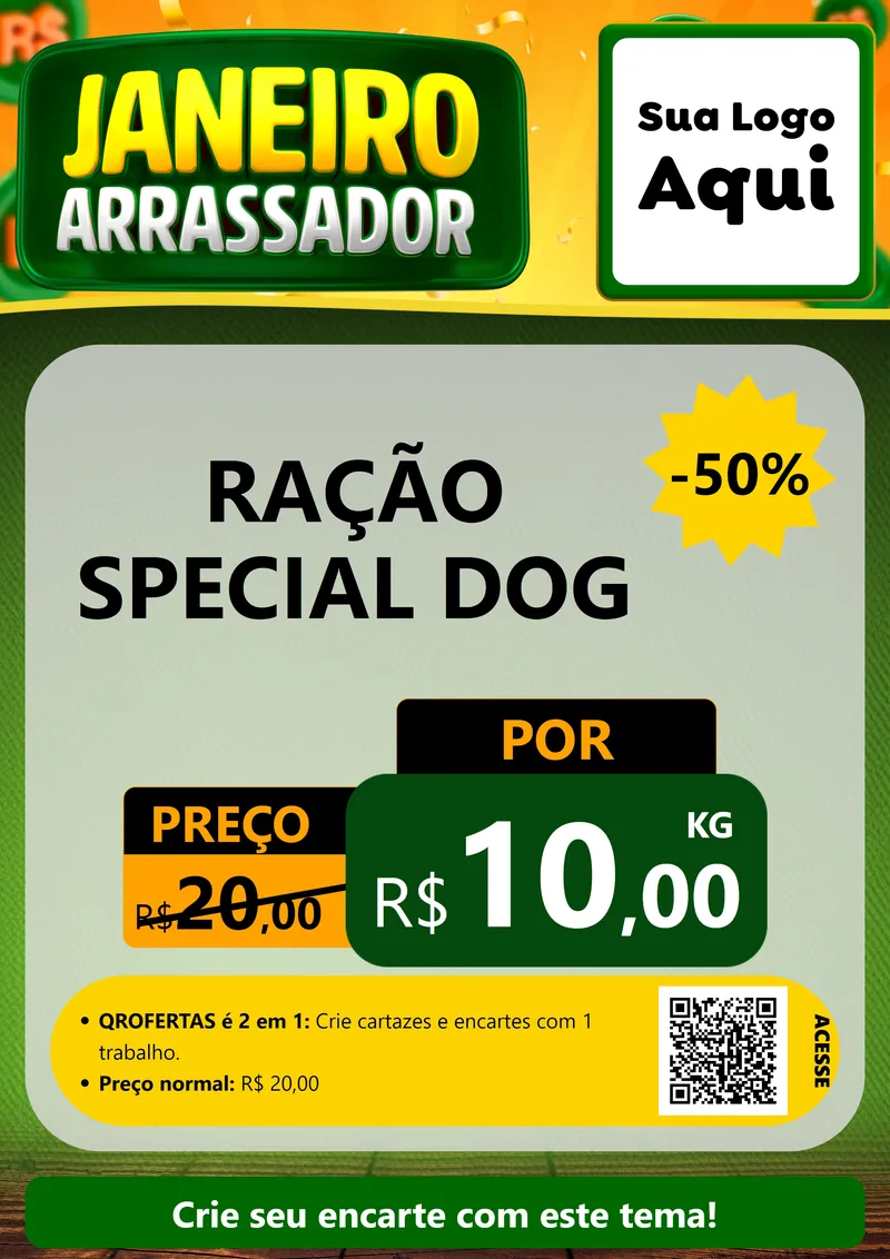 Modelo de Cartaz para Cartaz A4 Vertical com o tema Janeiro Arrasador para Pet Shop
