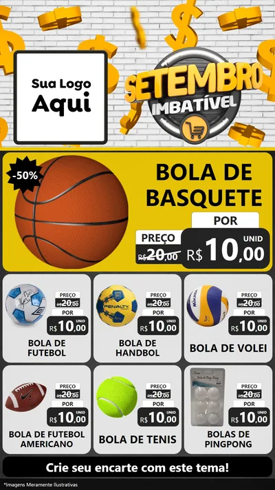 Modelo de Rede Social para Stories com o tema Setembro Imbatível para Artigos Esportivos