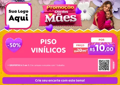 Modelo de Cartaz para Cartaz A4 Horizontal com o tema Promoção Dia das Mães para Material para Construção
