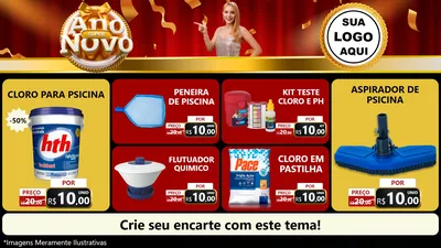 Modelo de TV para TV Horizontal com o tema Super Ano Novo para Produtos para Piscina