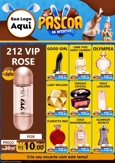 Modelo de Encarte para Encarte A4 Vertical com o tema Páscoa de Ofertas para Perfumes