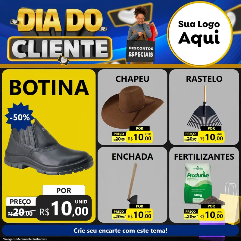 Modelo de Rede Social para Feed Facebook com o tema Dia Do Cliente para Agropecuária