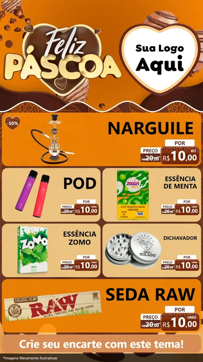 Modelo de TV para TV Vertical com o tema Feliz Páscoa para Tabacaria