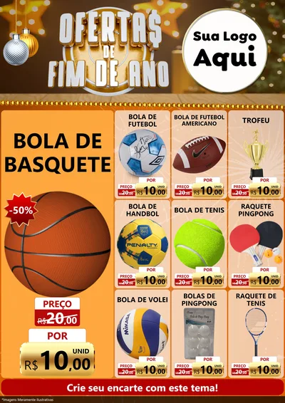 Modelo de Encarte para Encarte A4 Vertical com o tema Ofertas de Fim de Ano para Artigos Esportivos
