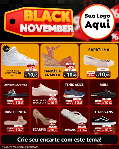 Modelo de Rede Social para Feed Instagram com o tema Black November para Calçados