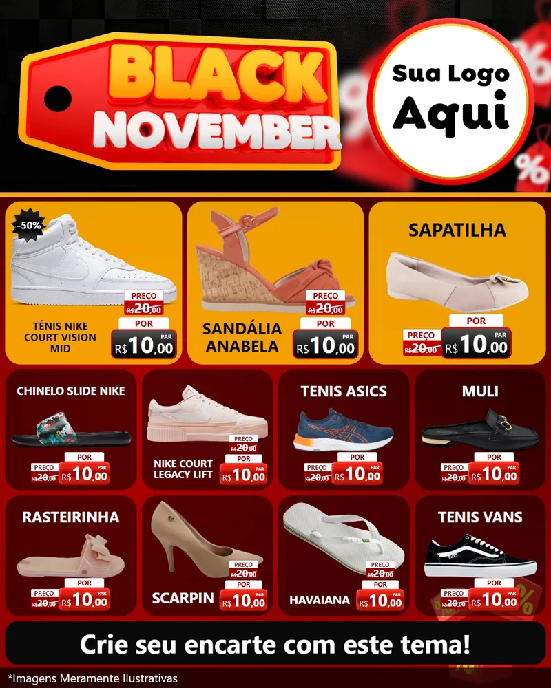 Modelo de Rede Social para Feed Instagram com o tema Black November para Calçados