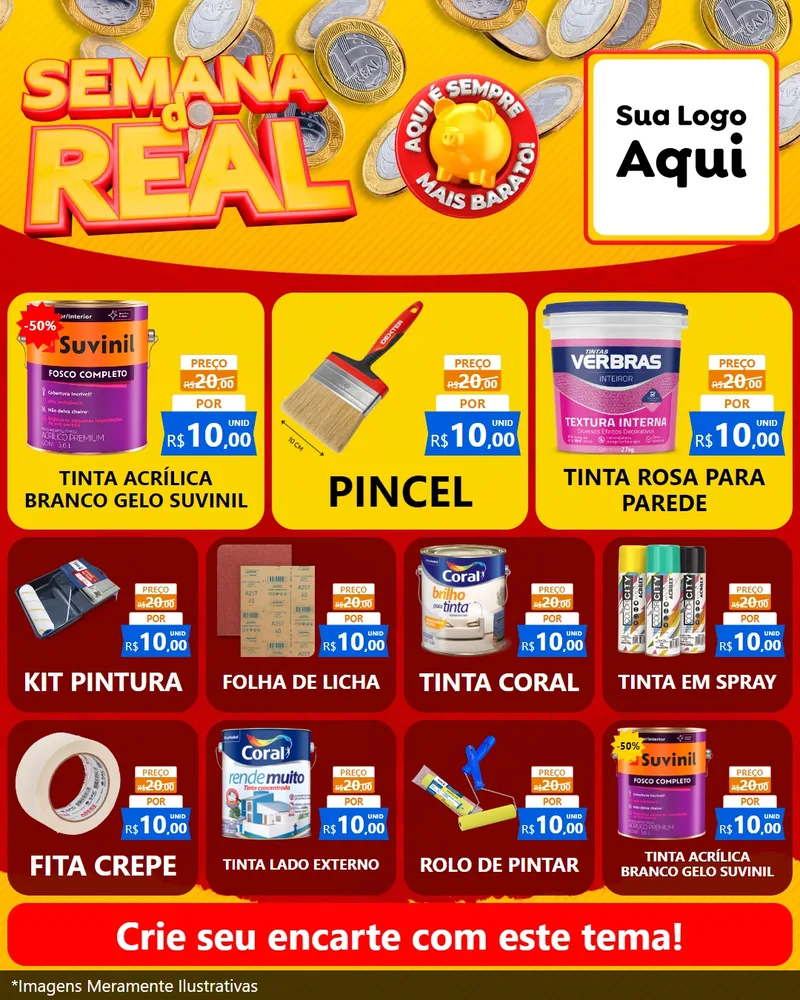 Modelo de Rede Social para Feed Instagram com o tema Semana do Real para Tintas e Ferramentas