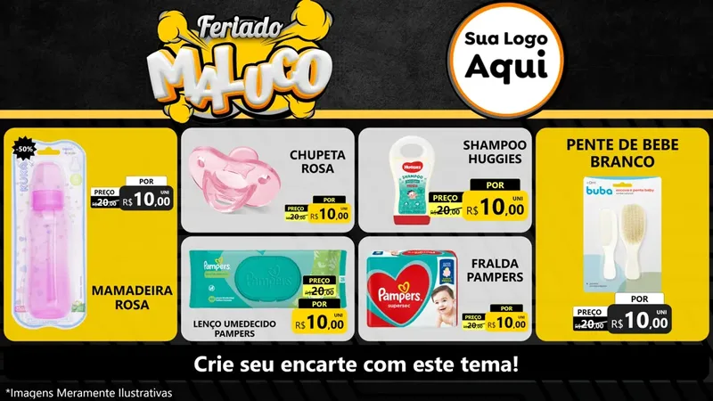 Modelo de TV para TV Horizontal com o tema Feriado Maluco para Bebês