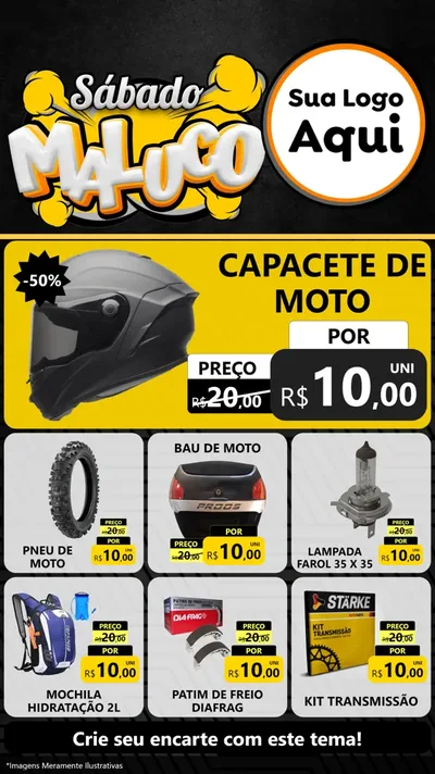 Modelo de Rede Social para Stories com o tema Sábado Maluco para Moto peças