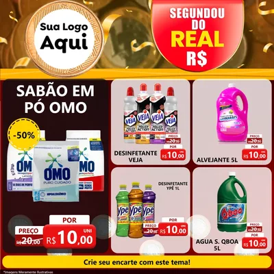 Modelo de Rede Social para Feed Facebook com o tema Segundou do Real para Produtos de Limpeza