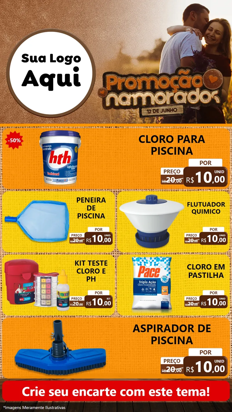 Modelo de TV para TV Vertical com o tema Promoção Namorados para Produtos para Piscina