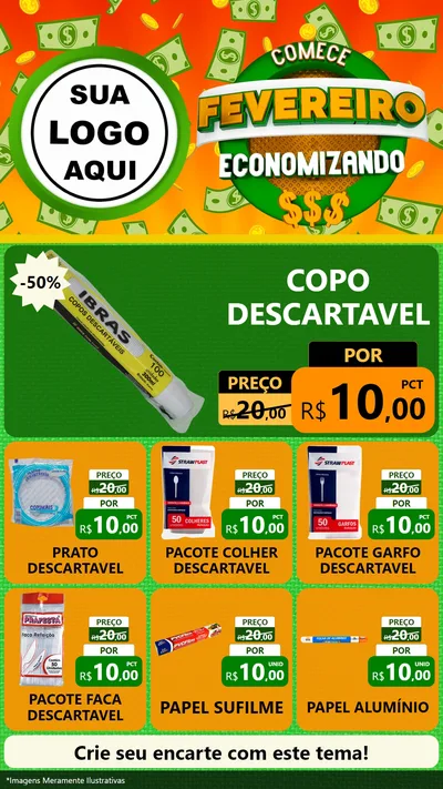Modelo de Rede Social para Stories com o tema Comece Fevereiro Economizando para Embalagens