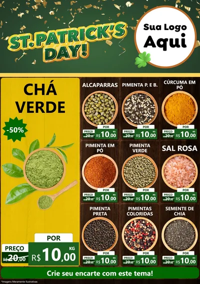 Modelo de Encarte para Encarte A4 Vertical com o tema St Patriks Day para Produtos Naturais