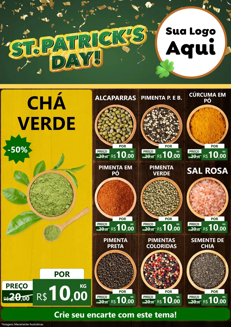 Modelo de Encarte para Encarte A4 Vertical com o tema St Patriks Day para Produtos Naturais