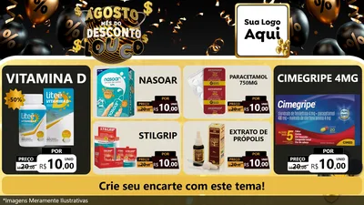 Modelo de TV para TV Horizontal com o tema Agosto Mês do Desconto Louco para Farmácia