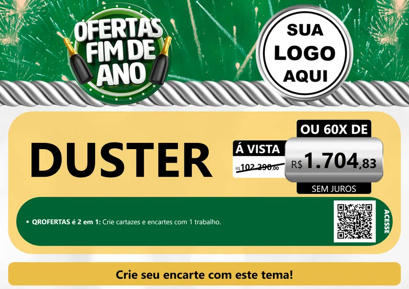 Modelo de Cartaz para Cartaz A4 Horizontal com o tema Ofertas Fim de Ano para Concessionaria de Carros