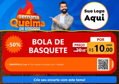 Modelo de Cartaz para Cartaz A4 Horizontal com o tema Semana Queima de Estoque para Artigos Esportivos
