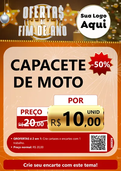 Modelo de Cartaz para Cartaz A4 Vertical com o tema Ofertas de Fim de Ano para Moto peças