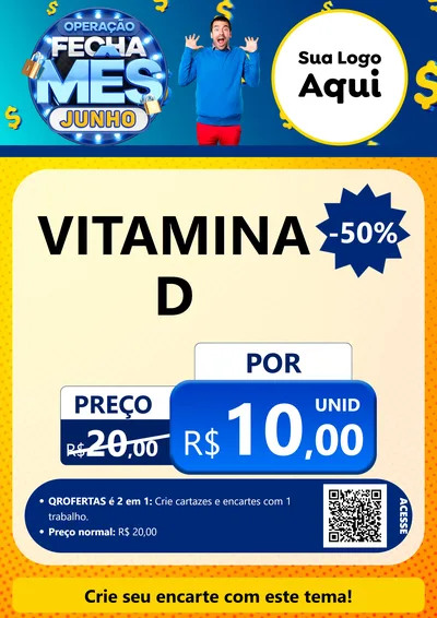 Modelo de Cartaz para Cartaz A4 Vertical com o tema Operação Fecha Mês, Junho para Farmácia