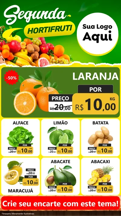 Modelo de Rede Social para Stories com o tema Segunda hortifruti para Hortifrúti