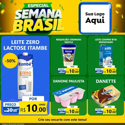 Modelo de Rede Social para Feed Facebook com o tema Especial Semana do Brasil para Frios e Laticínios