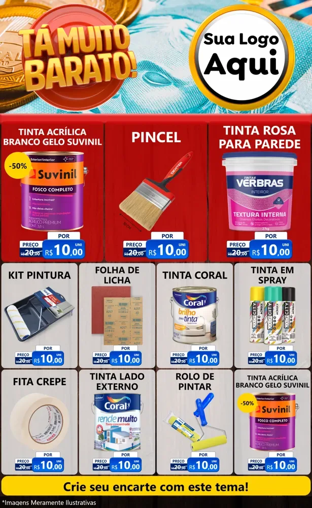 Modelo de Encarte para Encarte Grande com o tema Está Muito Barato para Tintas e Ferramentas