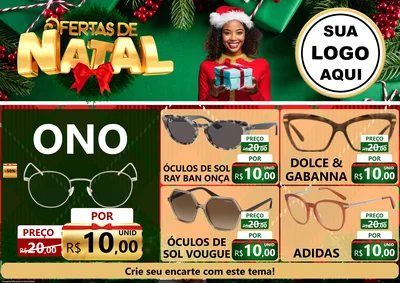 Modelo de Encarte para Encarte A4 Horizontal com o tema Ofertas de Natal para Óticas
