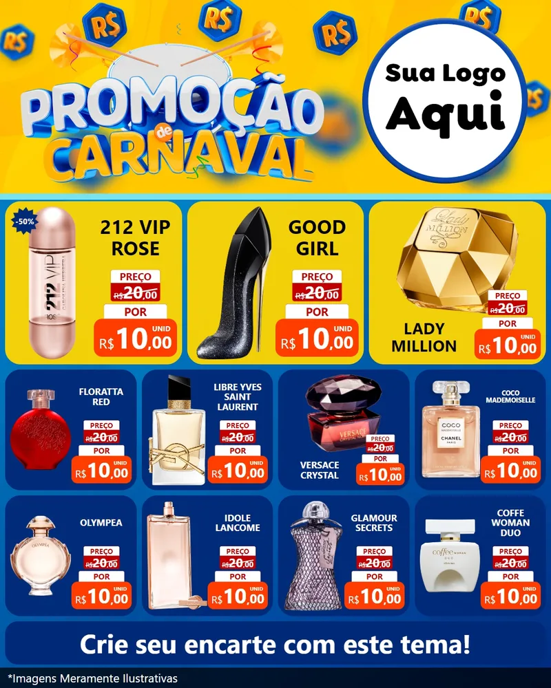 Modelo de Rede Social para Feed Instagram com o tema Promoção de Carnaval para Perfumes