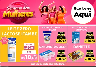 Modelo de Encarte para Encarte A4 Horizontal com o tema Semana das Mulheres para Frios e Laticínios