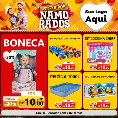 Modelo de Rede Social para Feed Facebook com o tema Arraiá dos Namorados para Brinquedos