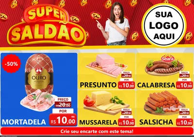 Modelo de Encarte para Encarte A4 Horizontal com o tema Super Saldão para Frios e Laticínios