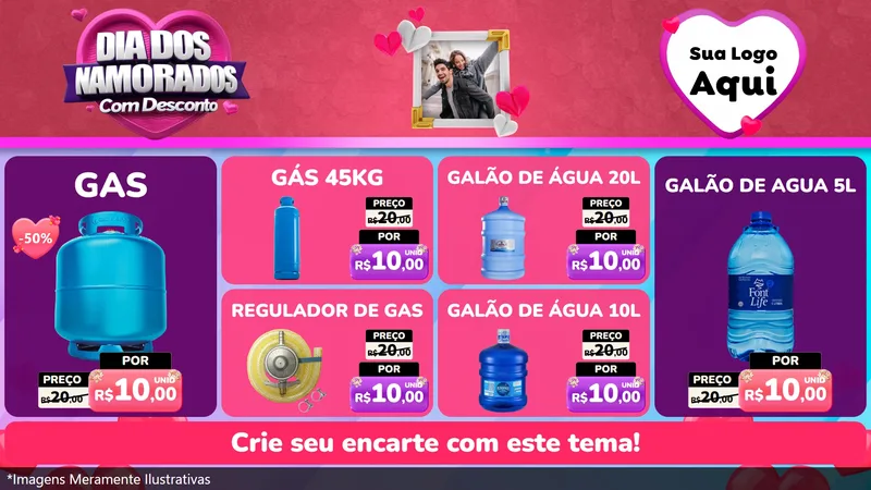 Modelo de TV para TV Horizontal com o tema Dia Dos Namorados Com Desconto para Água e gás