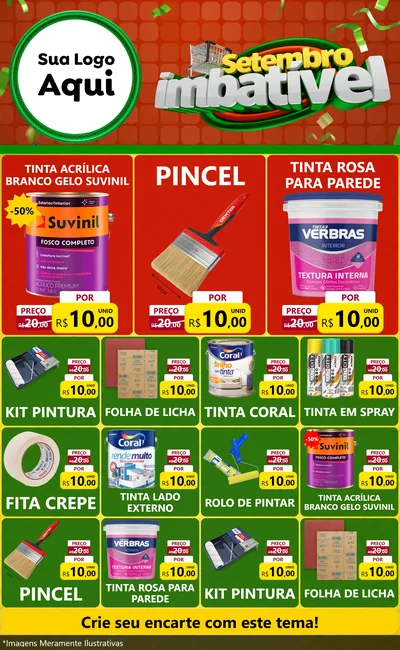 Modelo de Encarte para Encarte Grande com o tema Setembro Imbatível para Tintas e Ferramentas