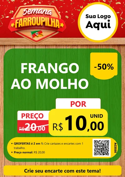 Modelo de Cartaz para Cartaz A4 Vertical com o tema Semana Farroupilha para Restaurante